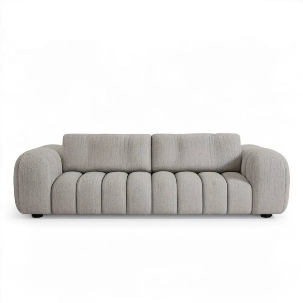 Trzyosobowa sofa jasnoszara 220 x 95 x 75 cm