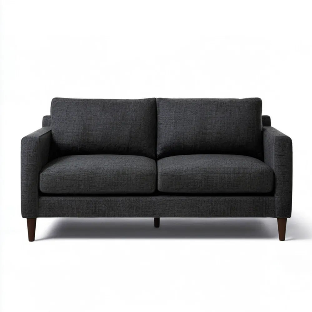 Grafitowa sofa dwuosobowa z ciemnobrązowymi nogami, 160 x 85 x 85 cm