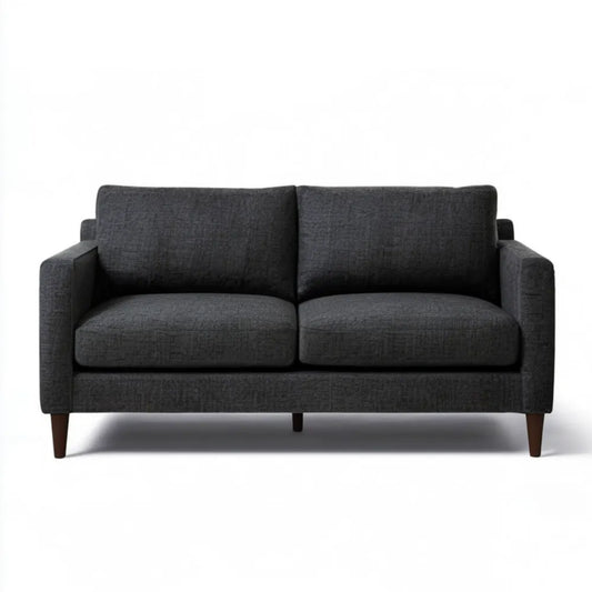 Grafitowa sofa dwuosobowa z ciemnobrązowymi nogami, 160 x 85 x 85 cm