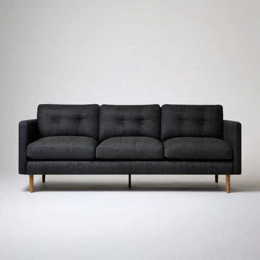 Trzyosobowa sofa grafitowa z drewnianymi nogami 220 x 90 x 85 cm