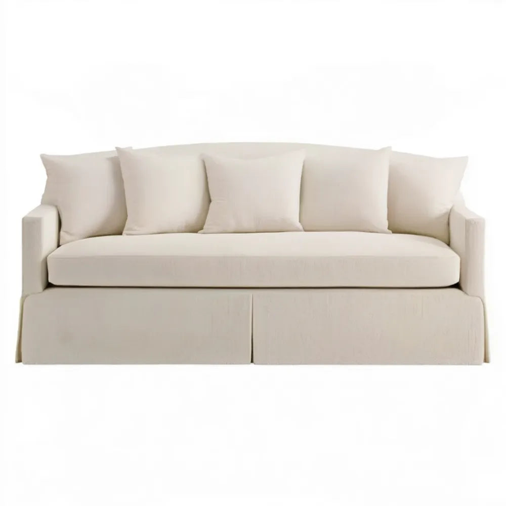 Trzyosobowa sofa kremowa z tapicerką poliestrową 220 x 95 x 85 cm