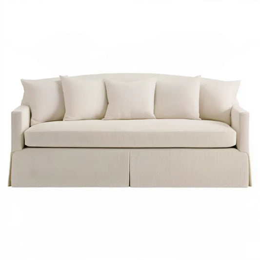 Trzyosobowa sofa kremowa z tapicerką poliestrową 220 x 95 x 85 cm