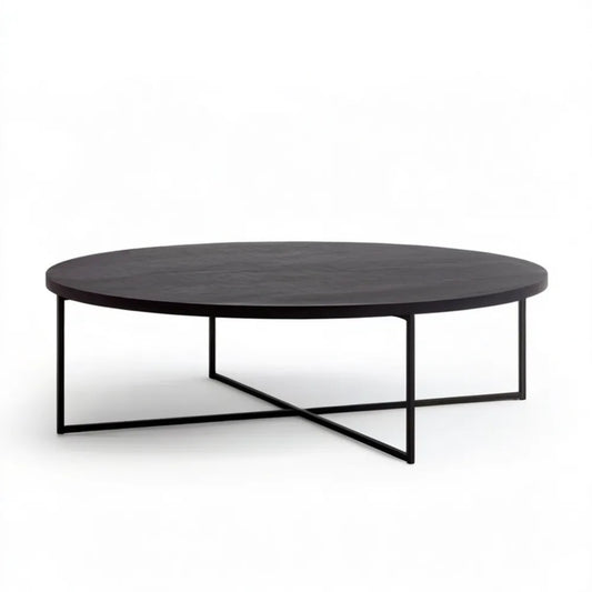 Okrągły stolik kawowy z czarnym blatem MDF na stalowej podstawie, Ø 100 x 35 cm