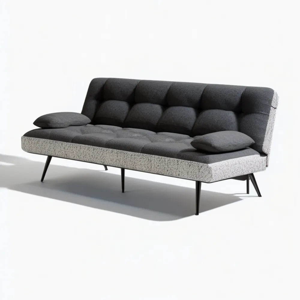 Rozkładana sofa 3-osobowa ciemnoszaro-szara z czarnymi nogami, 180 × 85 × 82 cm