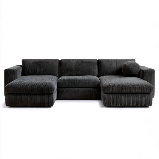 Ciemnoszara modułowa sofa 3-osobowa ze sztruksową tapicerką 300 x 110 x 78 cm