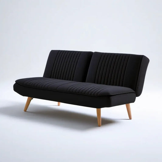 Czarna sofa trzyosobowa z tapicerką poliestrową, 180 x 82 x 85 cm