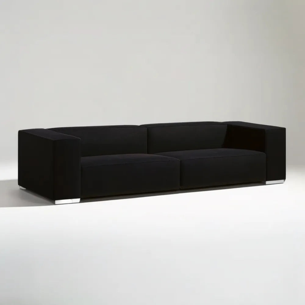 Czarna sofa trzyosobowa z tapicerką poliestrową, 240 × 95 × 70 cm