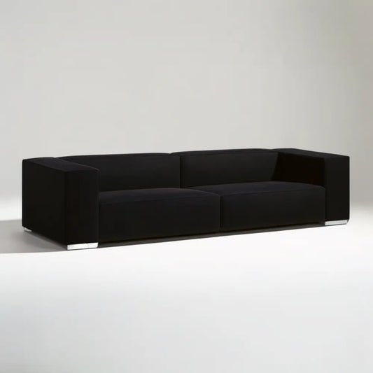 Czarna sofa trzyosobowa z tapicerką poliestrową, 240 × 95 × 70 cm