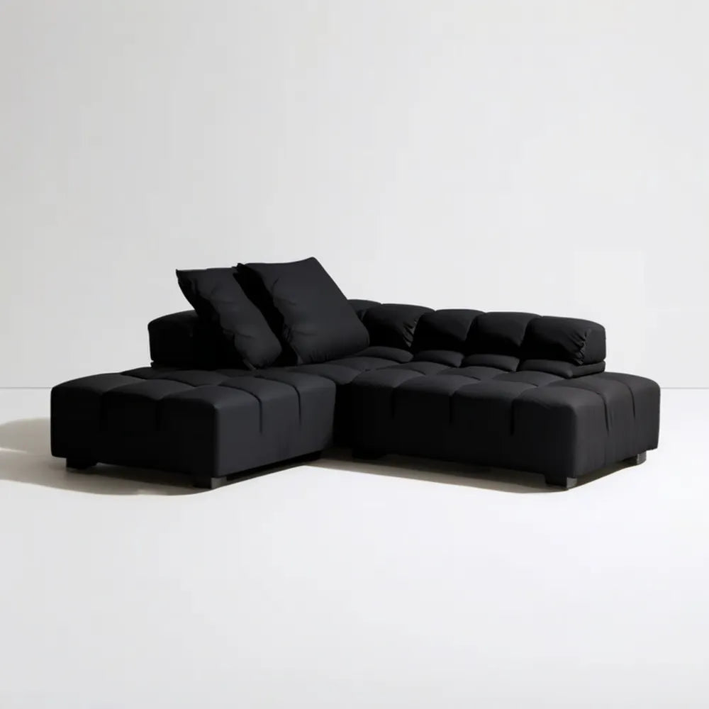 Czarna modułowa sofa narożna w kształcie L, 280 × 170 × 78 cm
