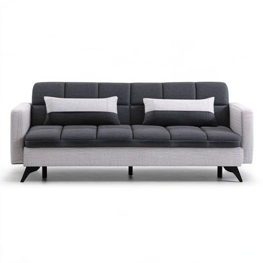 Sofa 3-osobowa tapicerowana ciemnoszara i jasnoszara z czarnymi nóżkami, 220 × 90 × 85 cm